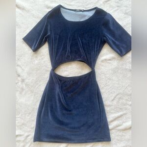 Elegant Navy Blue Cut-Out Dress